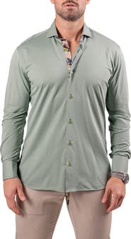 Maceoo Einstein Resistance0150 Green Button-Up Shirt
