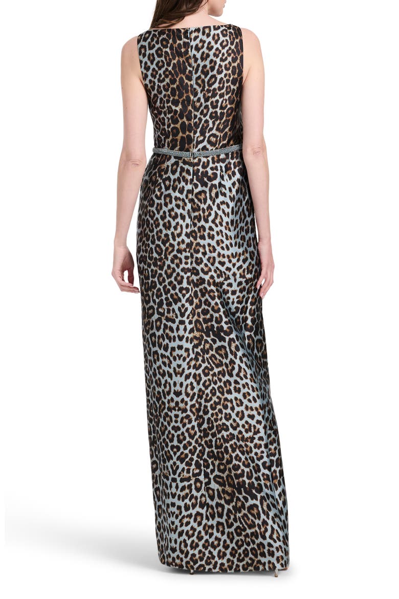 Animal Pleated Taffeta Gown, Alternate, color, BLUE MULTI