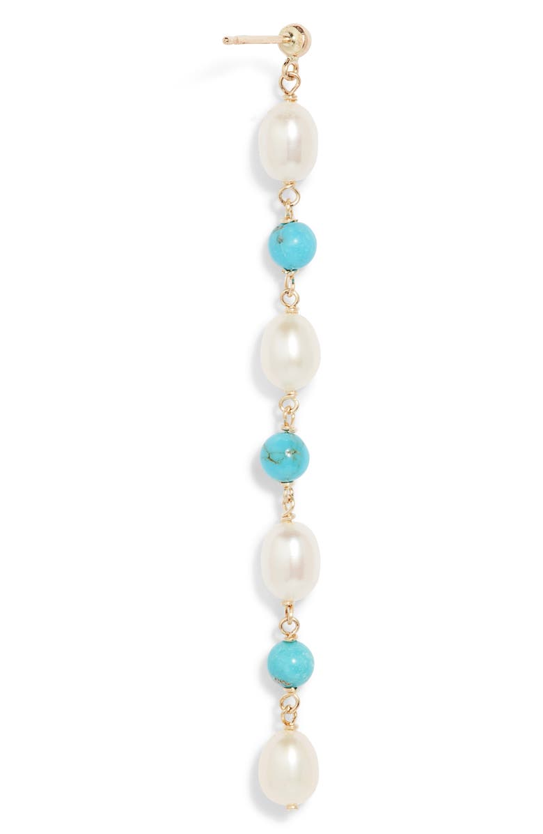 Poppy Finch Baroque Pearl & Turquoise Drop Earrings, Alternate, color, 14Kyg