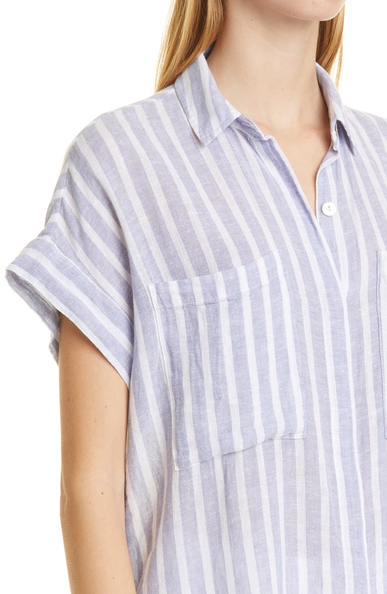 Rails Cito Stripe Short Sleeve Linen Blend Button-Up Shirt, Alternate, color,