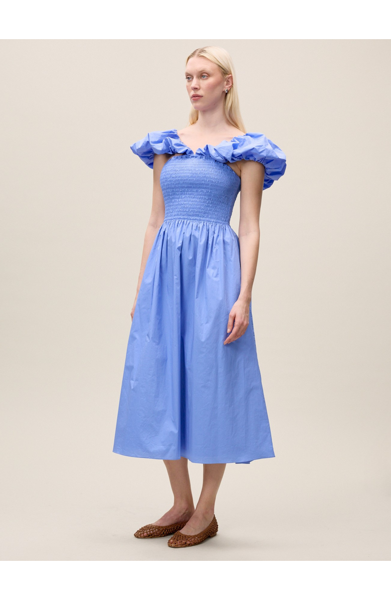 Rebecca Taylor Yara Poplin Midi Dress, Alternate, color, Bluebell