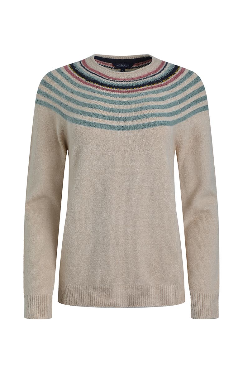 Weird Fish Sinatra Patterned Knit Sweater, Alternate, color, Ecru