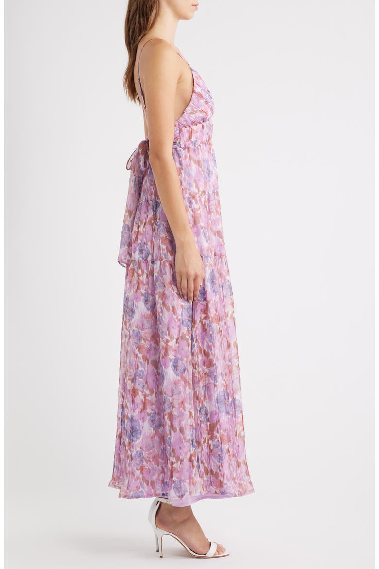 Shannon Tie Back Maxi Cocktail Dress, Alternate, color, VIOLET MULTI