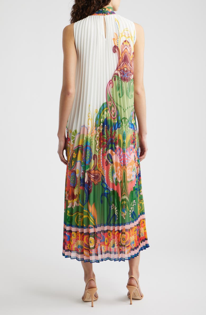 Elie Tahari The Reilley Placed Paisley Pleated Dress, Alternate, color, 