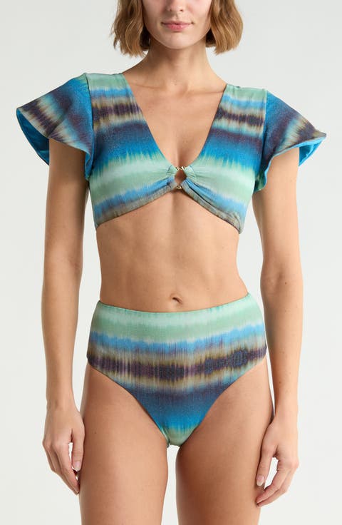 Ruffle Cap Sleeve Bikini Top