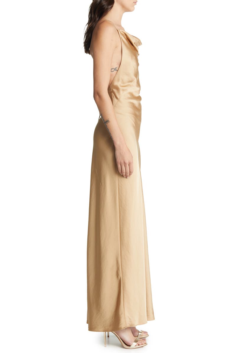 Significant Other Aila Cowl Neck Strappy Satin Gown, Alternate, color, 