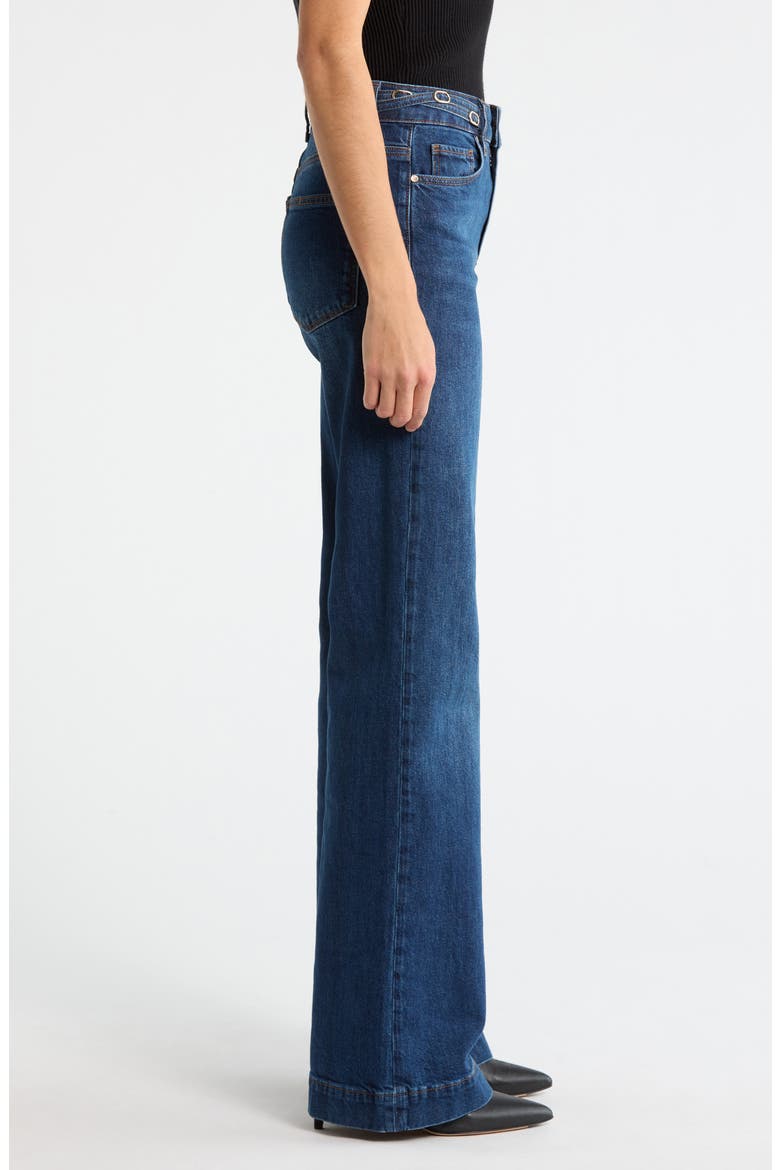 Leenah Waist Buckle Wide Leg Jeans, Alternate, color, TECHNIQUE
