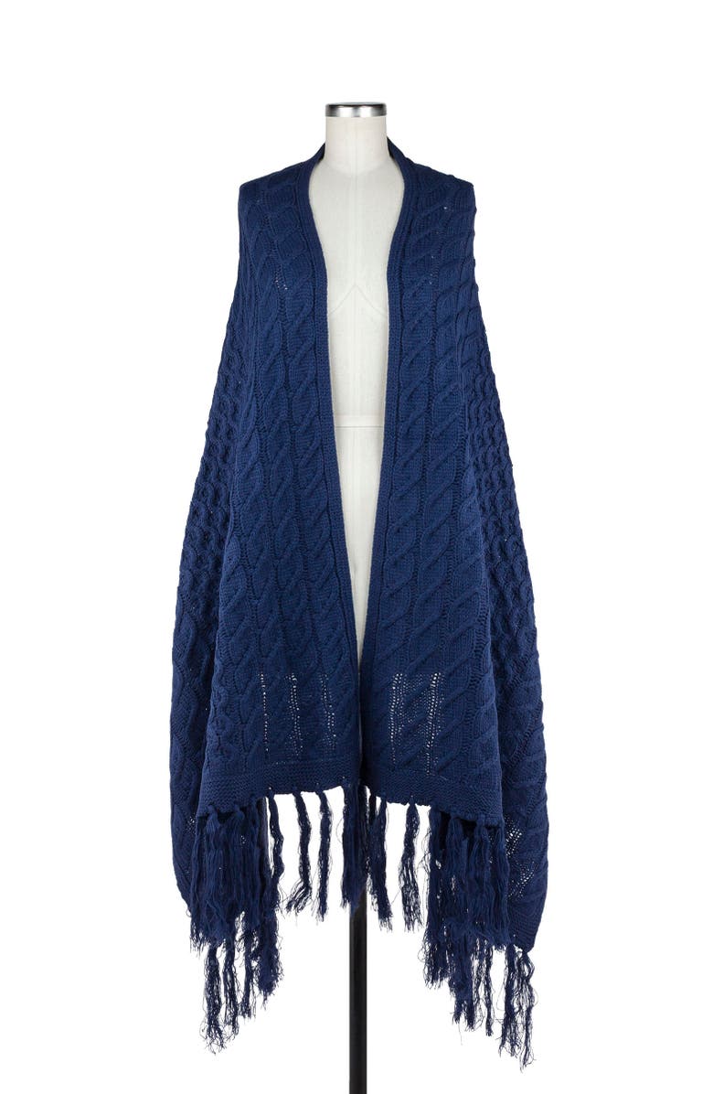 Patricia Nash Oversize Cable Knit Scarf, Alternate, color, Navy