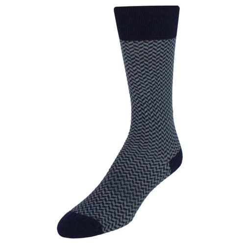 Trafalgar Holden Herringbone Mid-calf Pima Cotton Socks