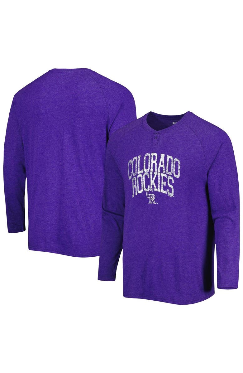 CONCEPTS SPORT Men's Concepts Sport Purple Colorado Rockies Inertia Raglan Long Sleeve Henley T-Shirt, Main, color, 