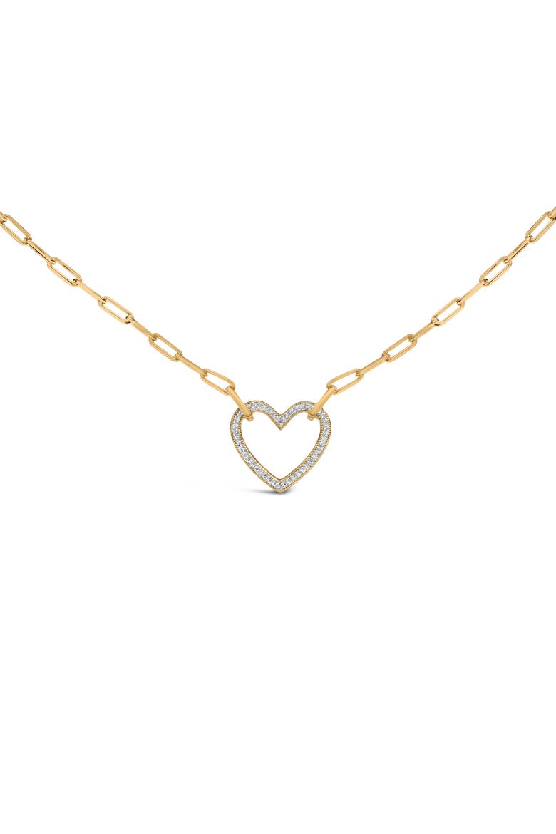 Gold Vermeil 1/10 Cttw Diamond Paperclip Chain Heart Pendant Necklace, Main, color, Silver