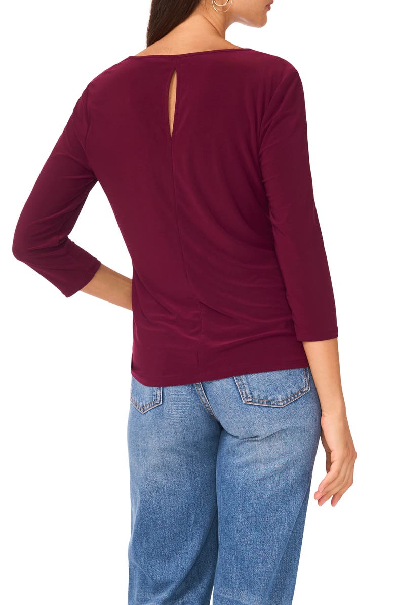 Vince Camuto V-Neck Stretch Jersey Top, Alternate, color, Mulberry