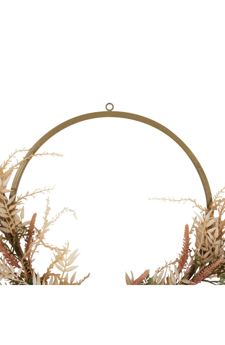 Northlight Fall Harvest Pale Roses with Foliage Artificial Wreath, 24-Inch, Unlit, Alternate, color, Beige