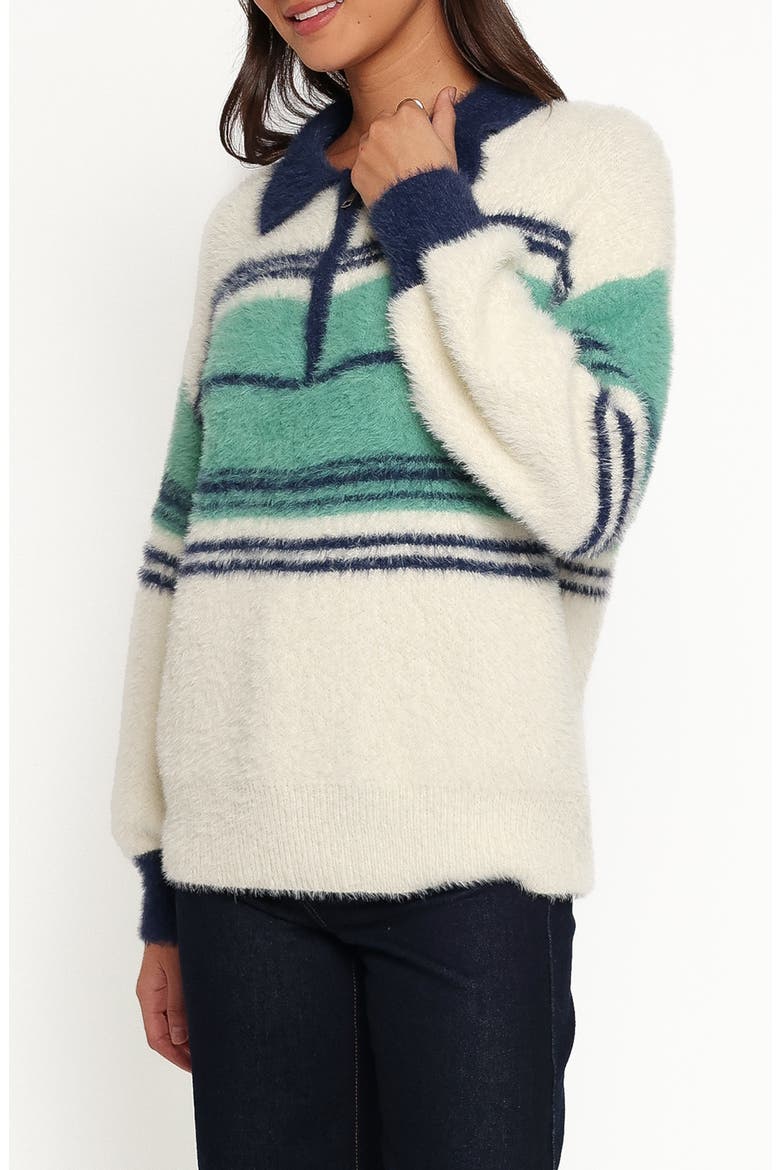 Vickie Quarter Zip Sweater, Alternate, color, CREAM GREEN STRIPE