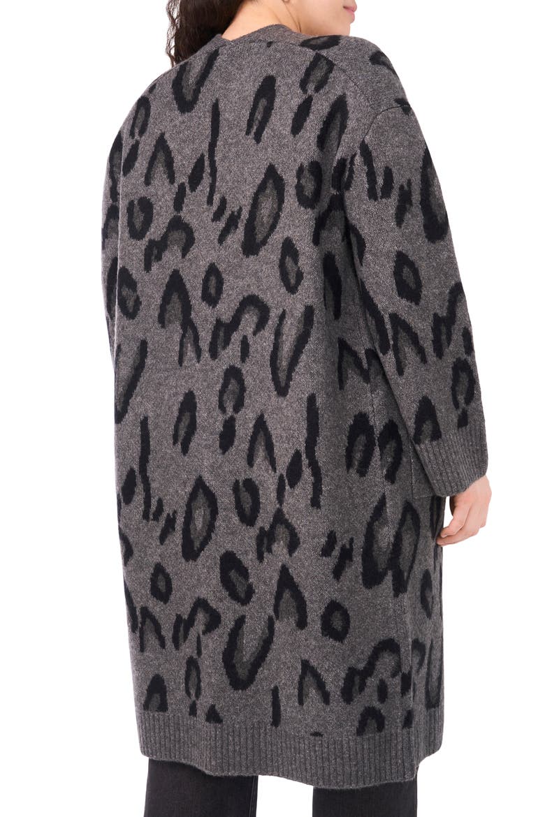 Animal Jacquard Longline Cardigan, Alternate, color, MEDIUM HEATHER GREY