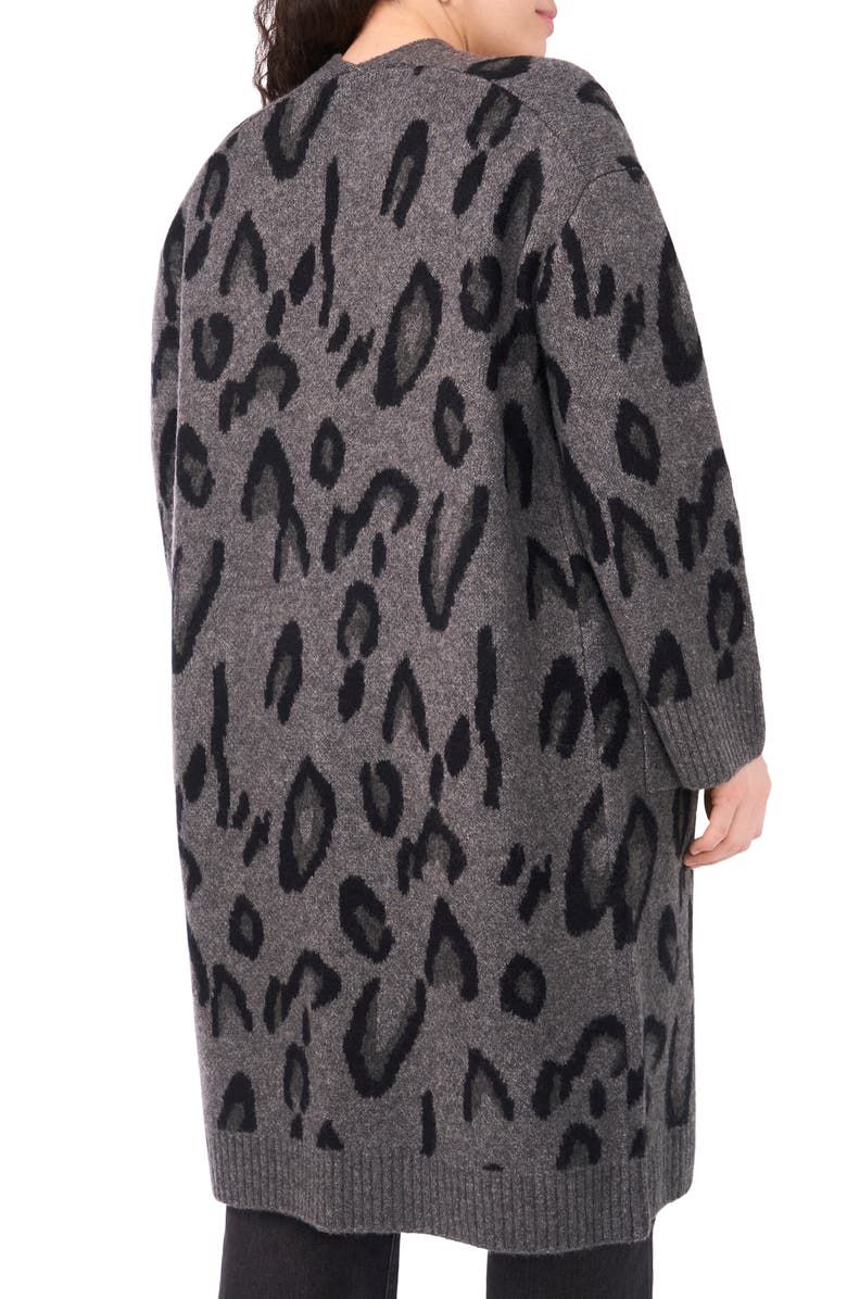 Vince Camuto Animal Jacquard Longline Cardigan, Alternate, color, Medium Heather Grey
