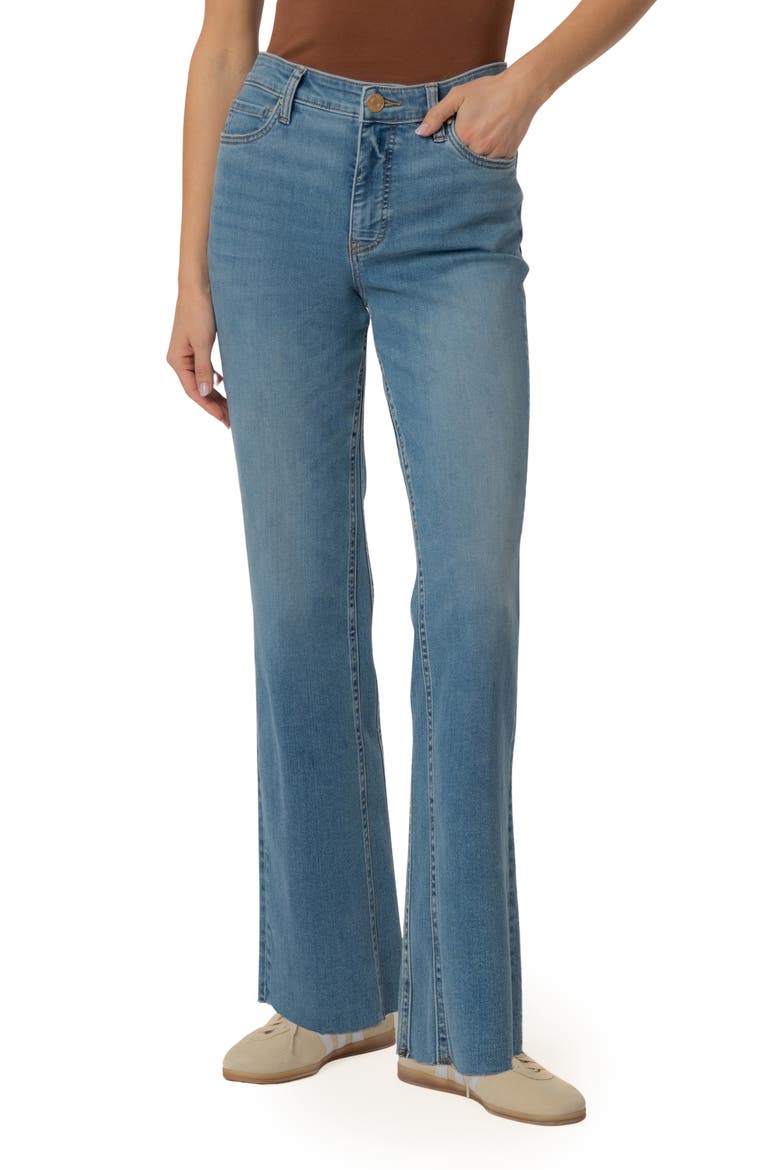 Kelly Raw Hem High Waist Kick Flare Jeans, Main, color, LEGEND
