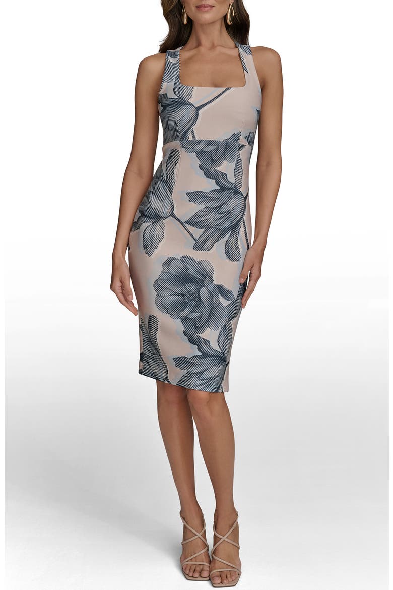 Floral Sheath Dress, Main, color, SAND MULTI