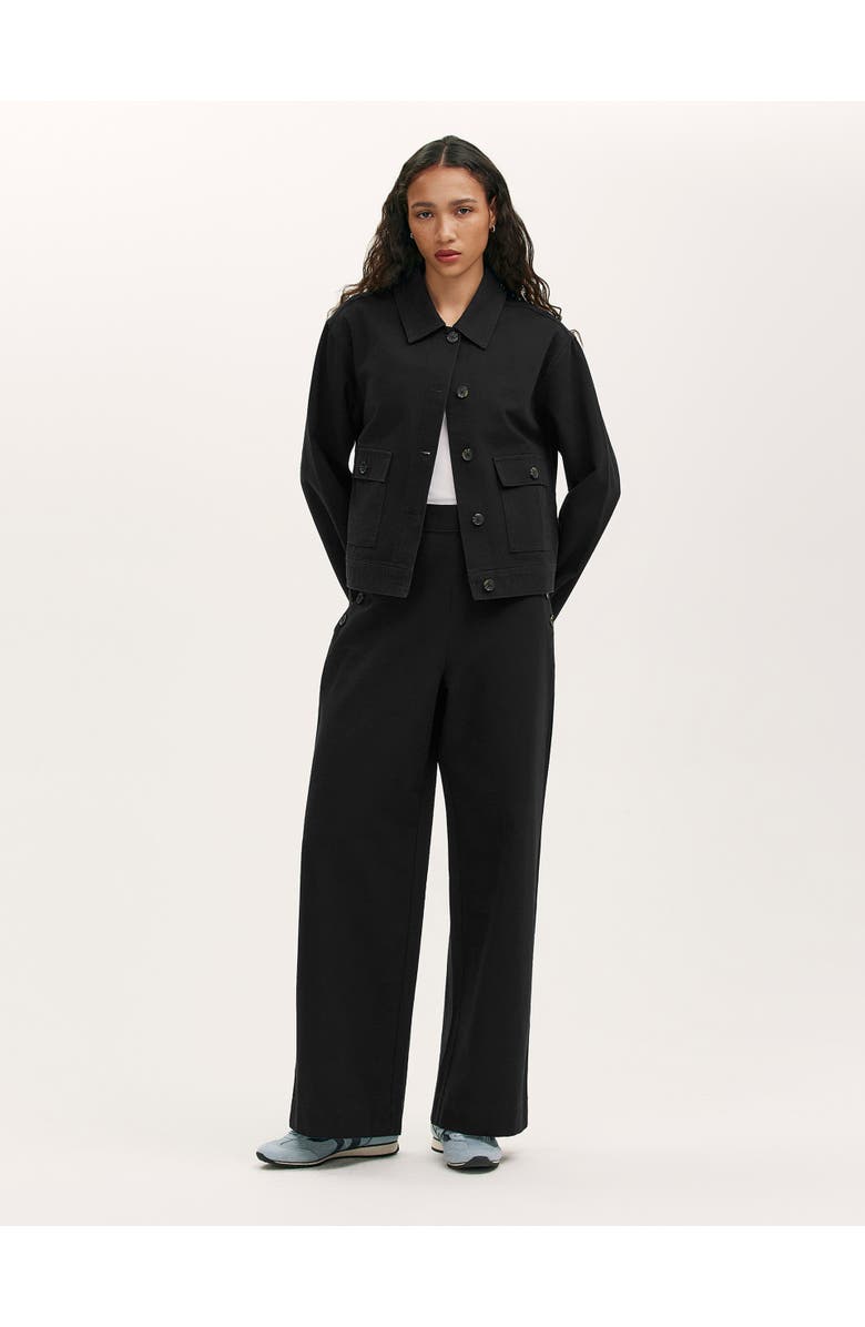Finery London Kelsie Cotton Canvas Button Front Jacket, Alternate, color, Black