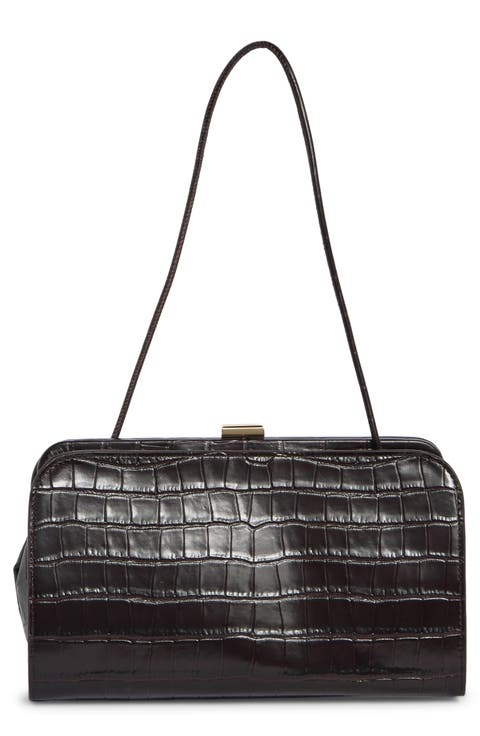 Zella Croc Embossed Leather Shoulder Bag