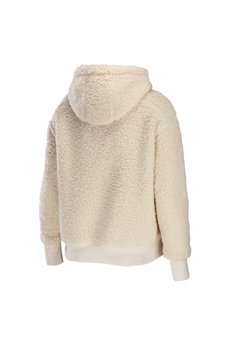 Women's WEAR by Erin Andrews Cream Chicago Cubs Plus Size Sherpa Quarter-Zip Hoodie, Alternate, color, Cream