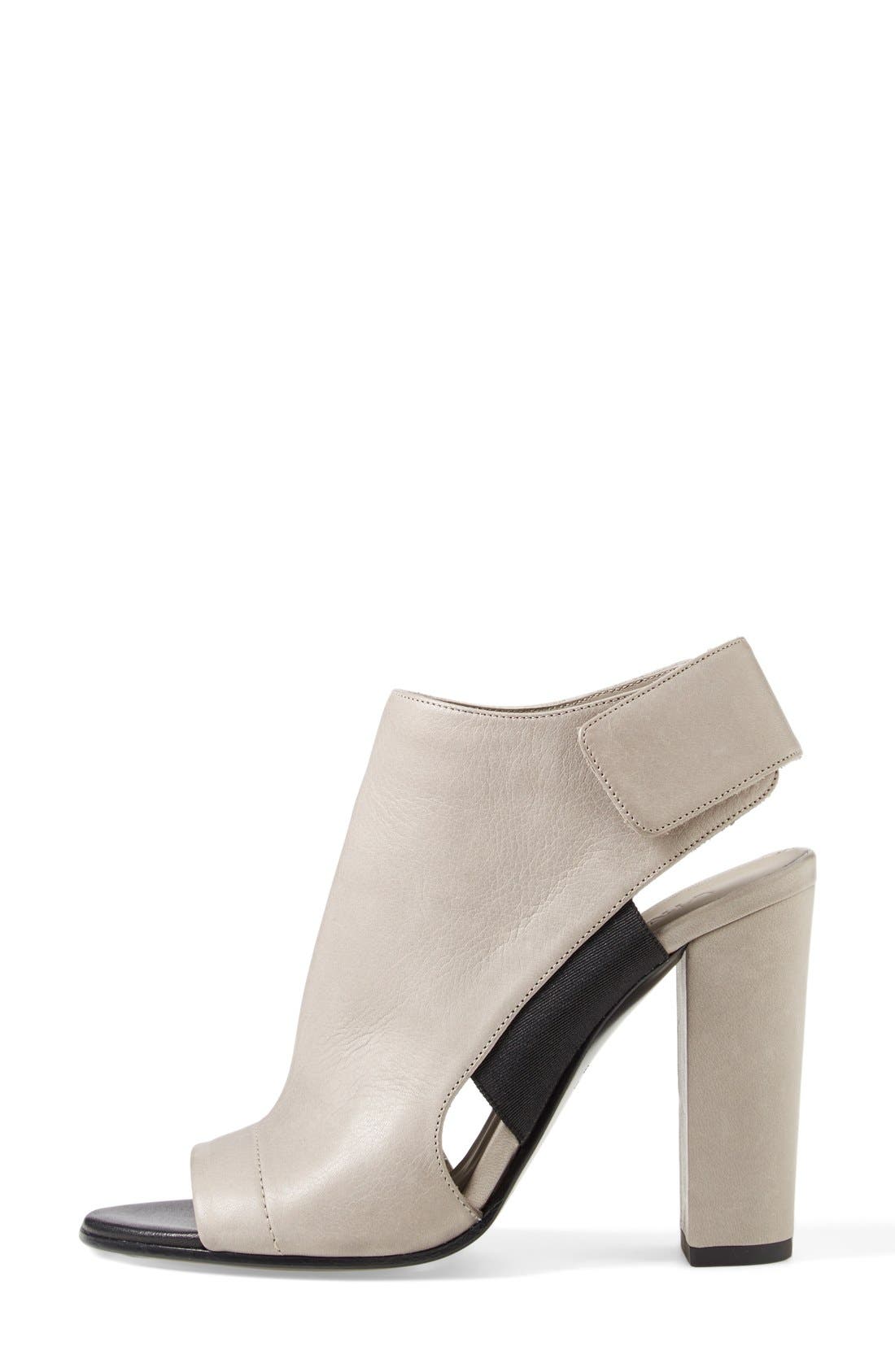 'Anetta' Cutout Leather Bootie, Alternate, color, WOODSMOKE/ BLACK