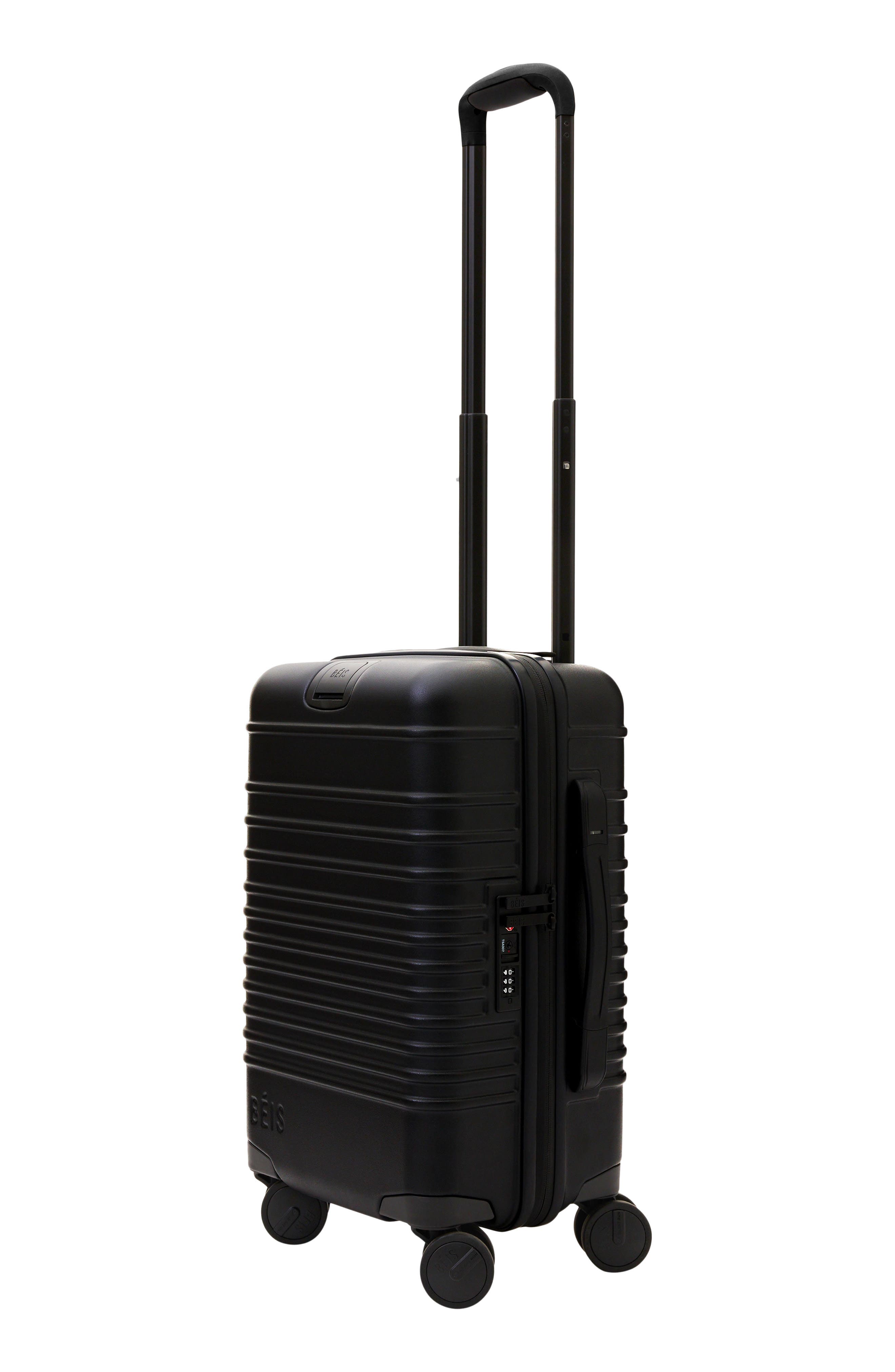 Béis The Small Carry-On Roller Suitcase, Alternate, color, All Black