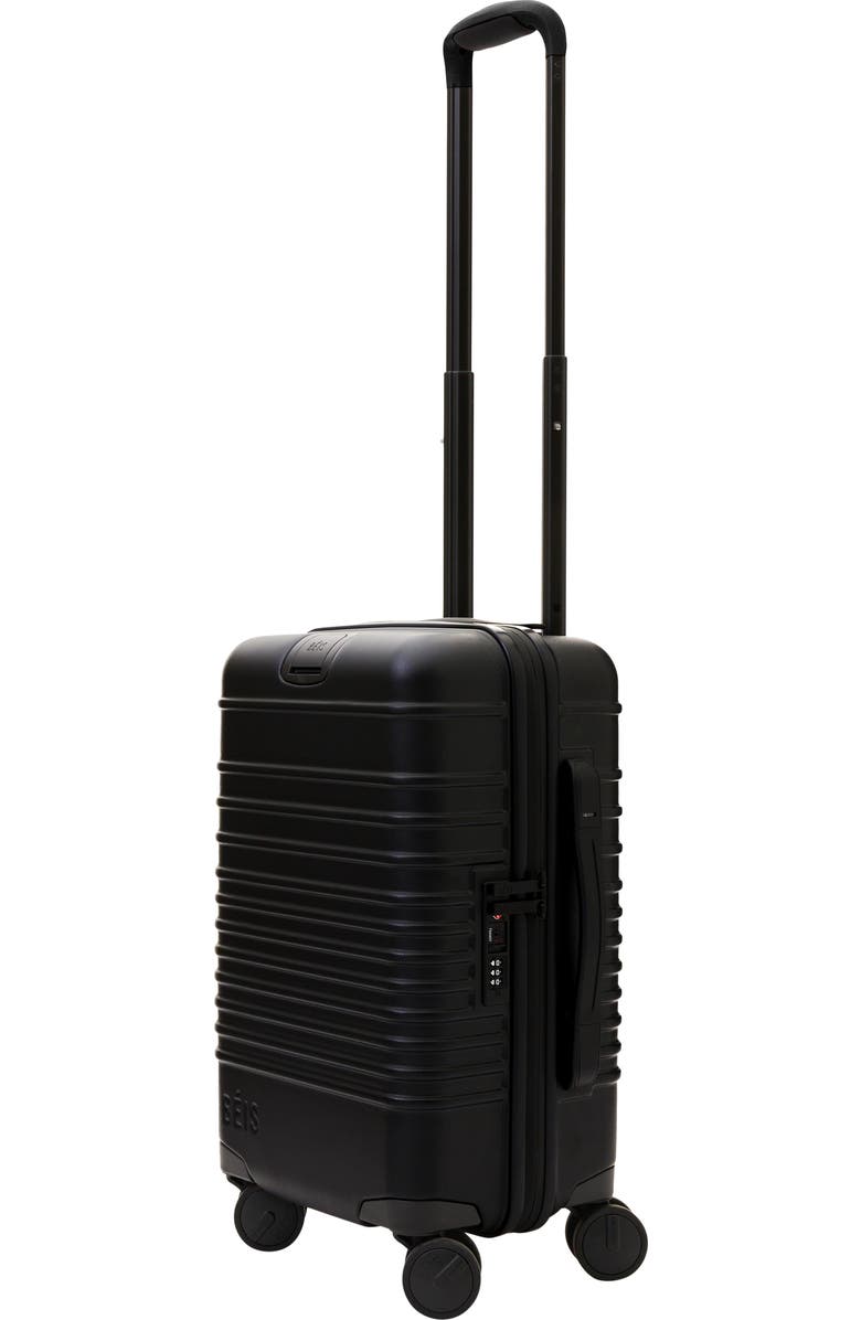 Béis The Small Carry-On Roller Suitcase, Alternate, color, All Black
