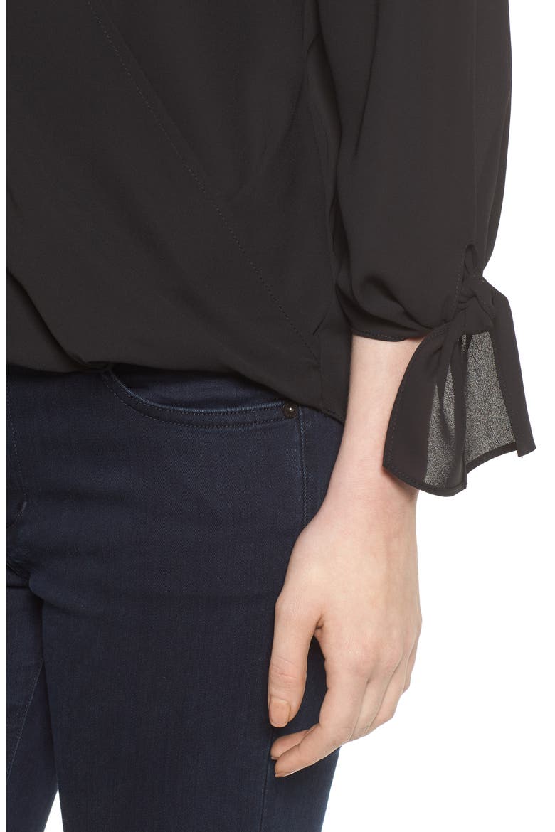 Surplice Neck Top, Alternate, color, BLACK