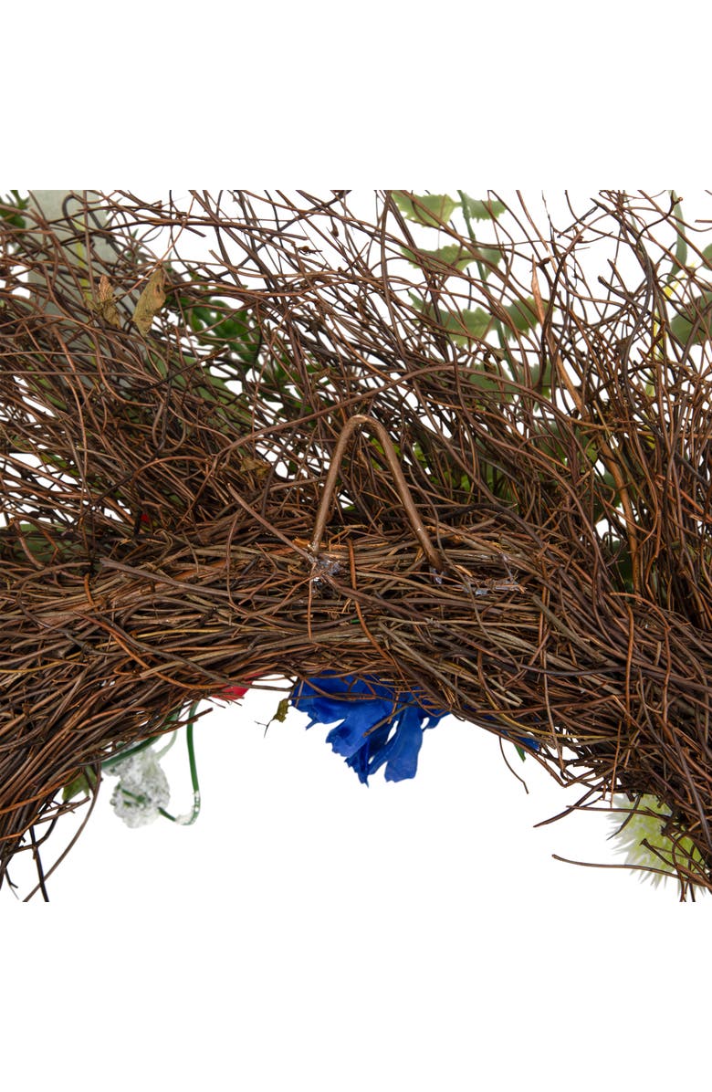 Northlight Americana Buttonbush and Carnation Floral Patriotic Wreath - 24", Alternate, color, Red