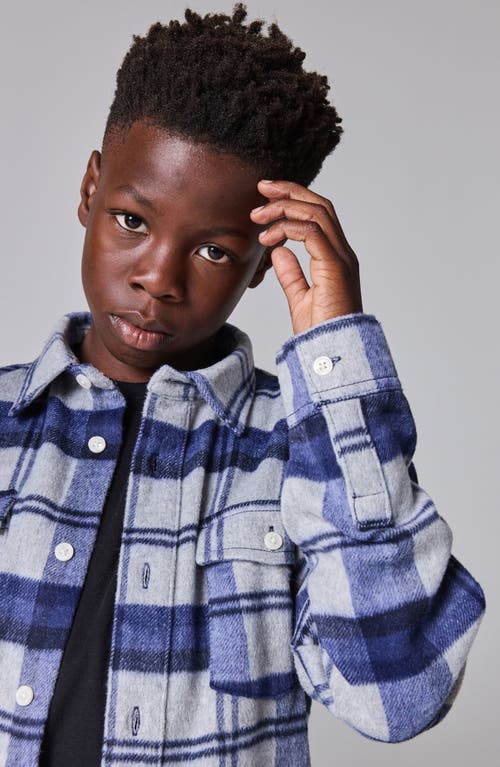 Smallsaints By Allsaints Kids' Plaid Flannel Button-up Shirt & T-shirt Set In Blue