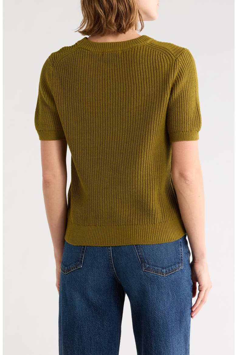 Ribbed Crewneck Short Sleeve Sweater, Alternate, color, BASIL
