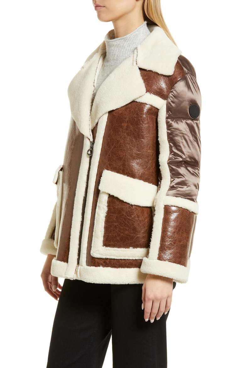 Raelynn Mixed Media Faux Fur Jacket, Alternate, color, DARK BROWN