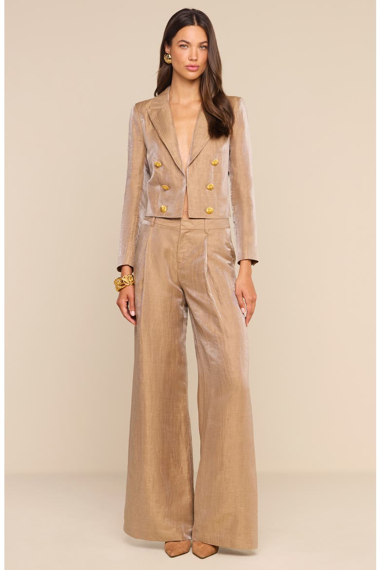 Allanah High Waist Wide Leg Trousers, Alternate, color, LATTE/ GOLD