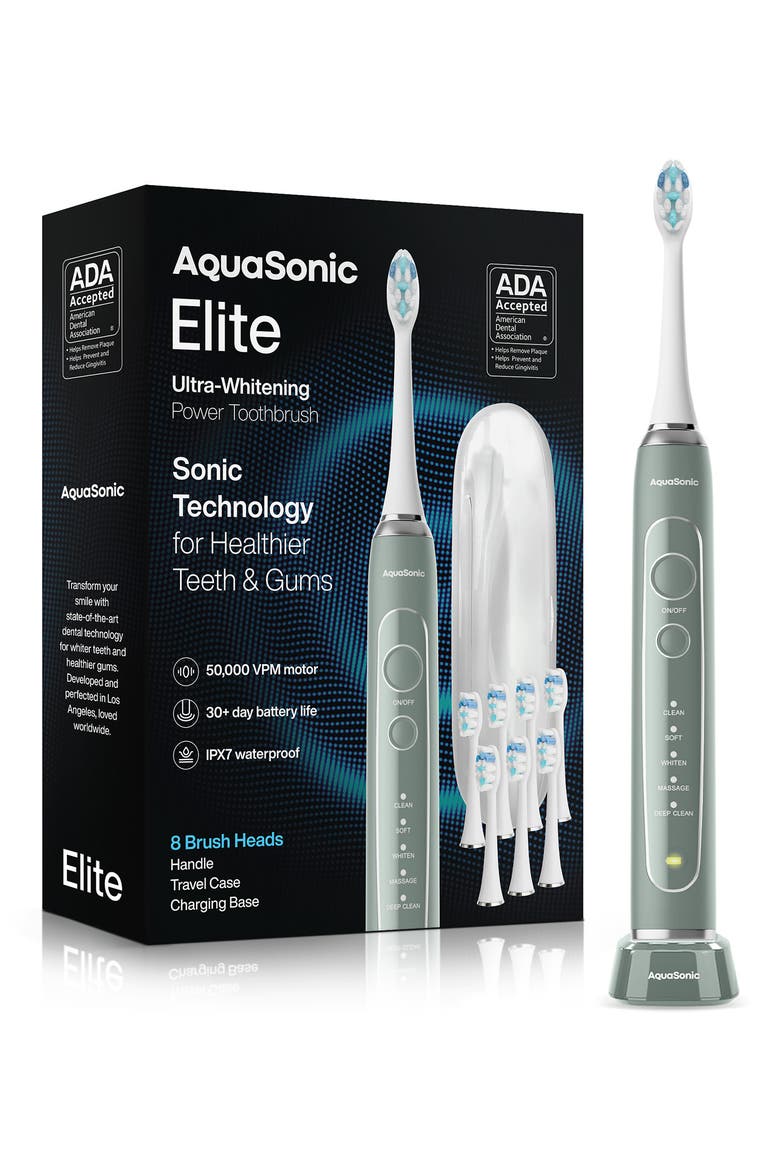 Elite Rechargeable Electric Toothbrush Set, Alternate, color, GREEN