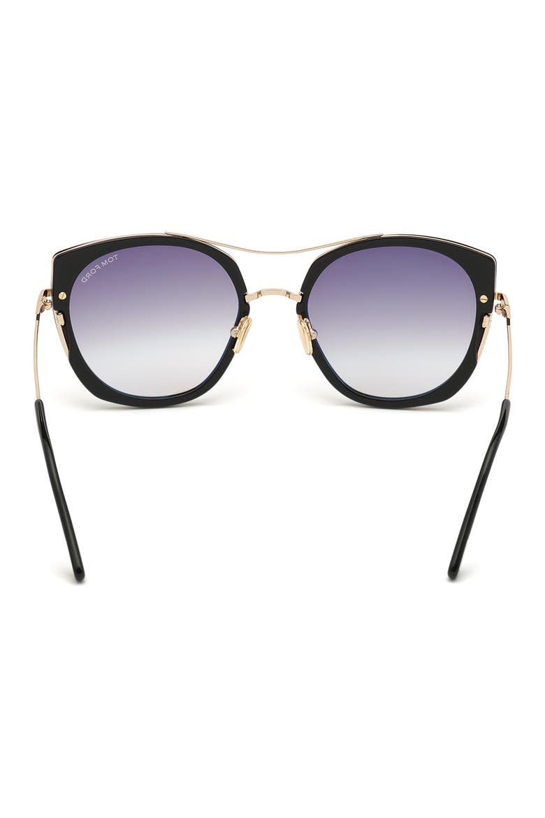 Joey 56mm Cat Eye Sunglasses, Alternate, color, SHINY BLACK/ GRADIENT SMOKE