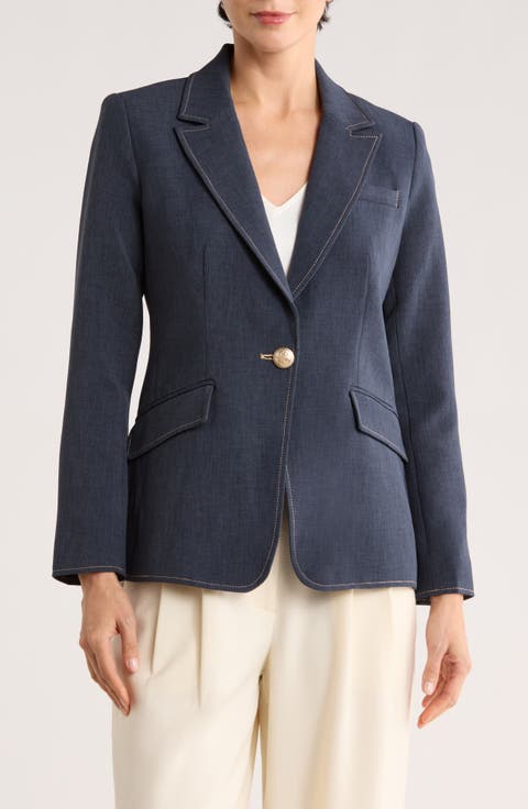 Single Button Chambray Blazer