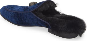 Hugh Velvet & Faux Fur Loafer Mule