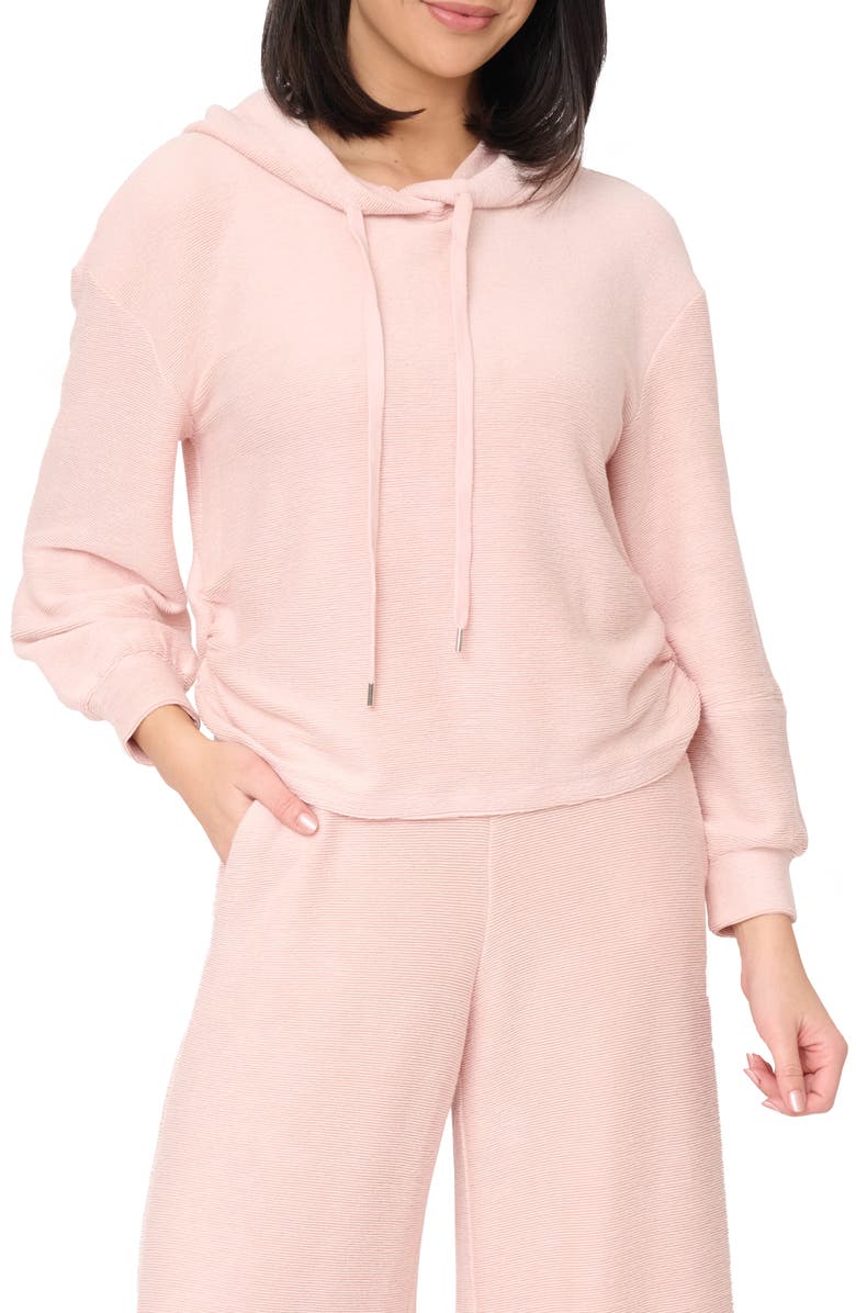 GIBSONLOOK Low Key Luxe Rib Hoodie, Main, color, Pink Whip