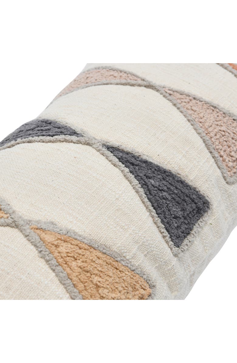 Storied Home Embroidered Cotton Lumbar Pillow with Fringe, Terracotta Multicolor, Alternate, color, Orange