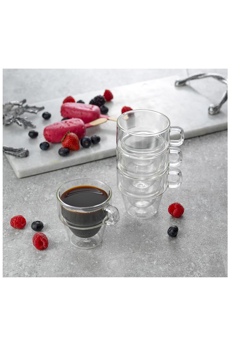 Stoiva Stackable Double Wall Espresso Cup - Set of 4, Alternate, color, CLEAR