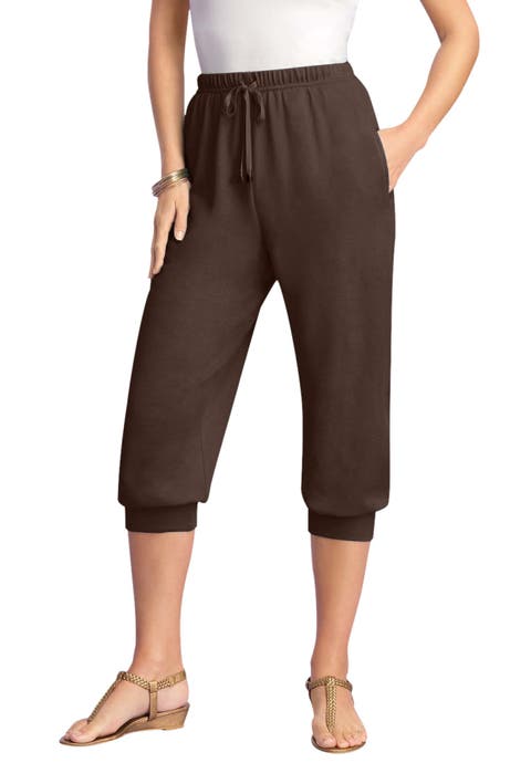 Plus Size Soft Knit Capri Pant With Drawstring Waist (Plus)