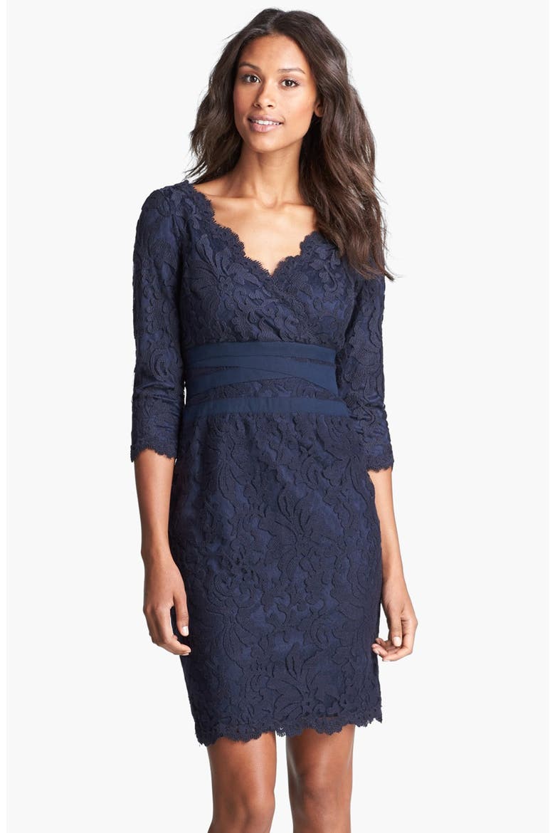 Lace Sheath Dress, Main, color, NAVY