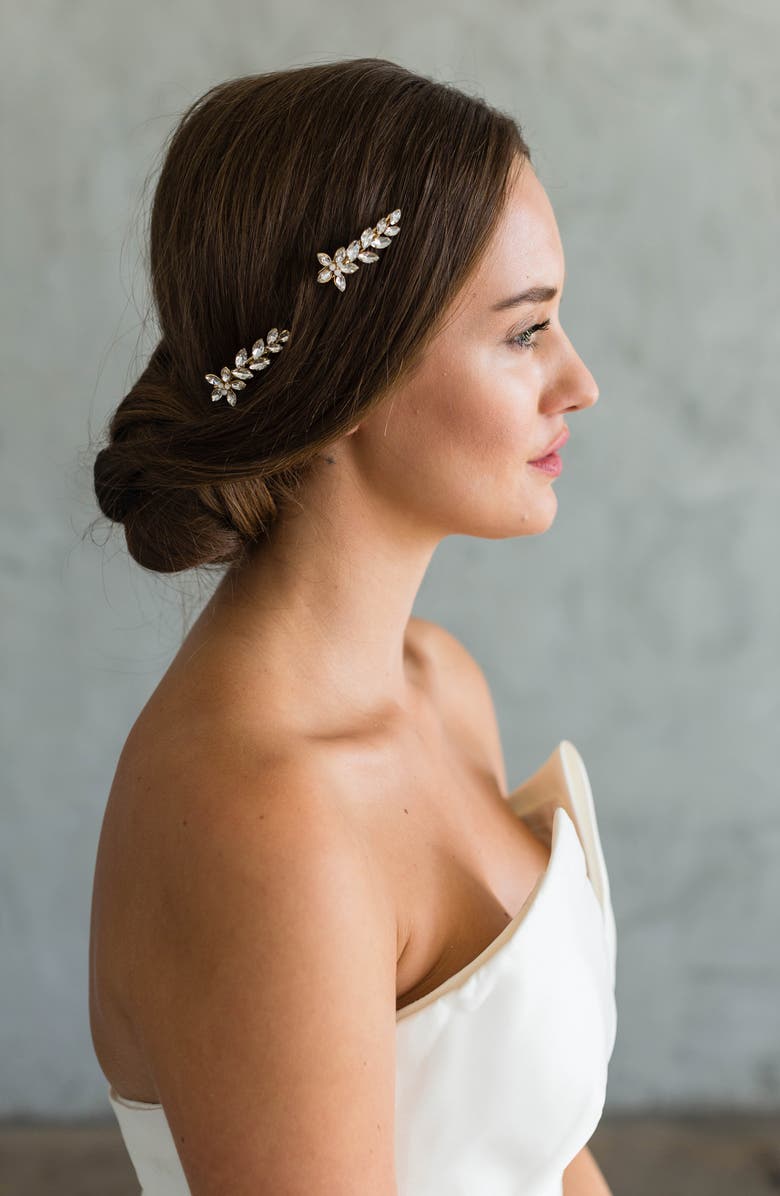 Brides & Hairpins Sona Set of 2 Hair Clips, Alternate, color, Gold