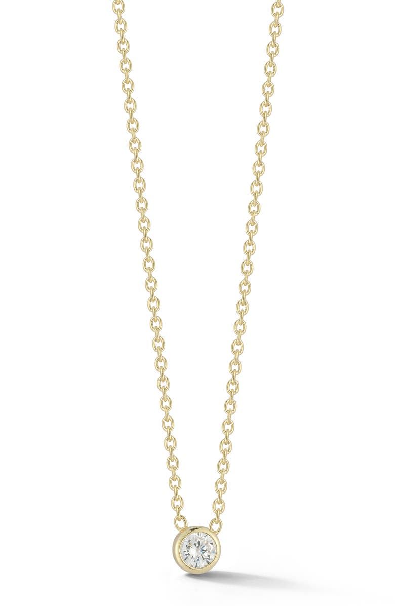 GLAZE JEWELRY Bezel Set Cubic Zirconia Pendant Necklace, Main, color, Gold