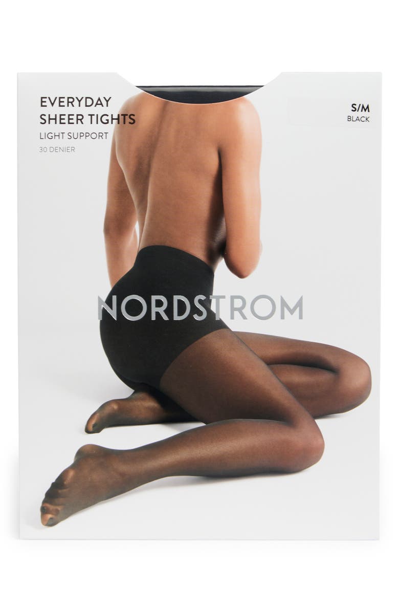 Nordstrom Everyday Sheer Control Top Tights, Alternate, color, Black
