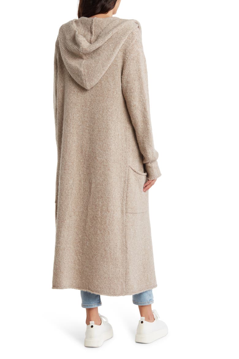 Hooded Longline Cardigan, Alternate, color, TAUPE