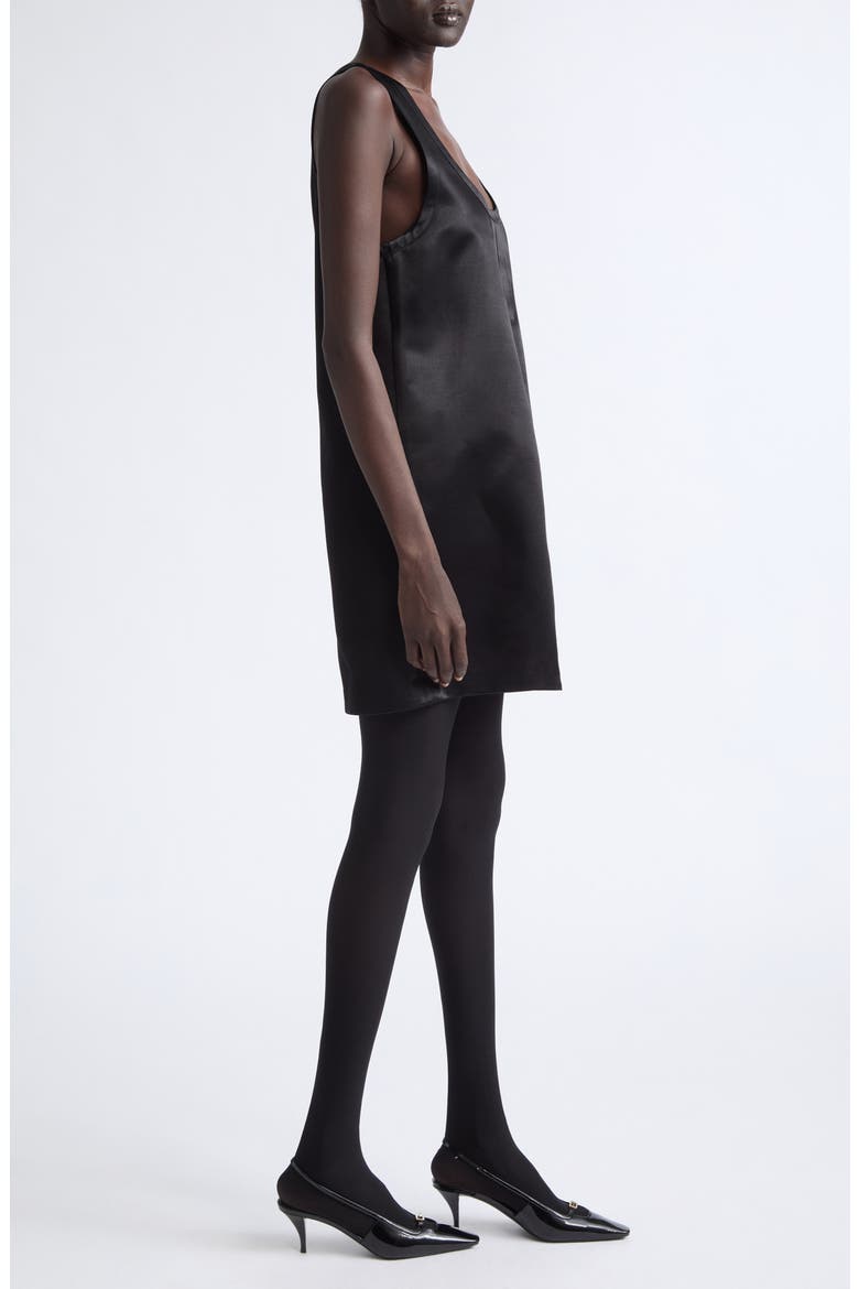 Cassandre Satin Shift Dress, Alternate, color, NOIR