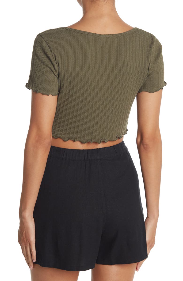 BP. Pointelle Rib Crop Henley, Alternate, color,