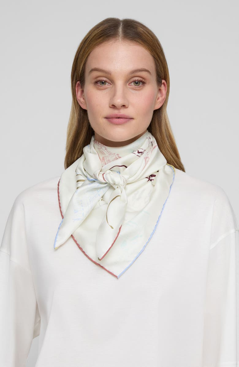Lafayette 148 New York Manhattan Print Cashmere & Silk Square Scarf, Alternate, color, Cloud Multi